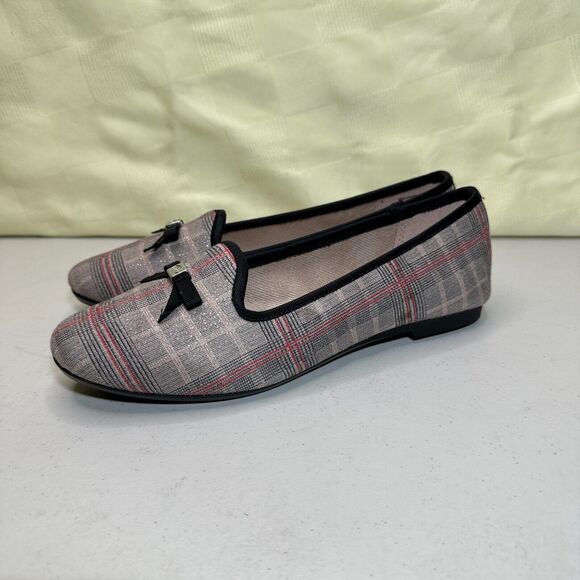 Charter Club Kimii Deconstructed Loafers Natural Beige/Black Plaid Womens 6M NWB - Picture 5 of 11